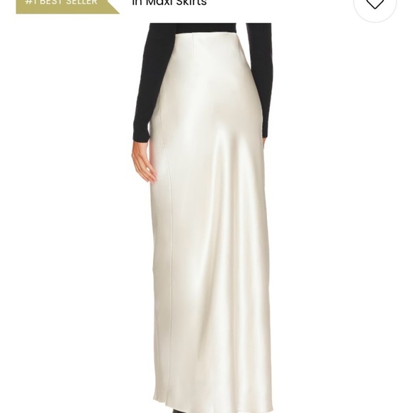 Line & Dot Dreamer Maxi Skirt in Ivory Satin Size Large - Picture 3 of 7